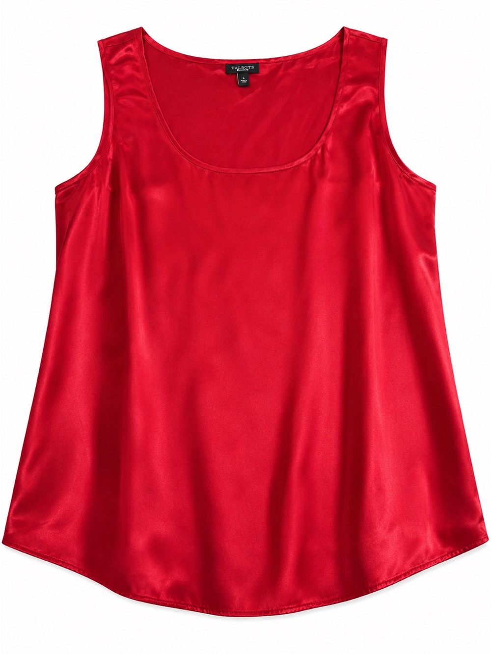 Talbots 100% SILK Size 8 Red Satin Shell Sleeveless Scoop Neck Blouse